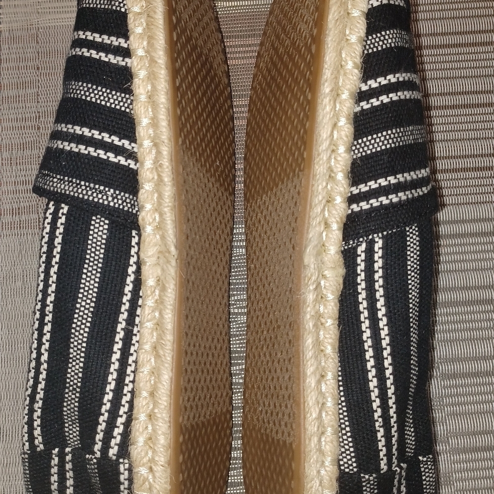 TOMS Shoe Black and White Striped Espadrilles - Picture 8 of 11